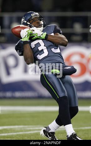 Seattle Seahawks' running back Leon Washington celebrates (33) their 41-36  win over the Super Bowl Defending Champions in the NFC's wild-card playoff  game on Saturday January 8, 2011 at Qwest Field in