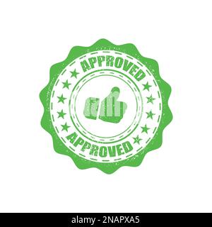 Approved green rubber stamp with grunge in a flat design Stock Vector
