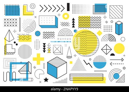 Big set of memphis design elements on a white background Stock Vector