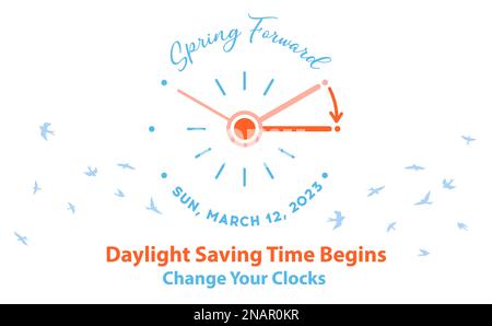 Daylight Saving Time ends concept. Calendar with marked date, text Change  your clocks. The hand of