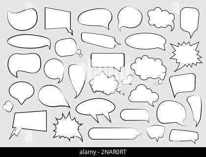 Set of comic speech bubbles in a flat design Stock Vector