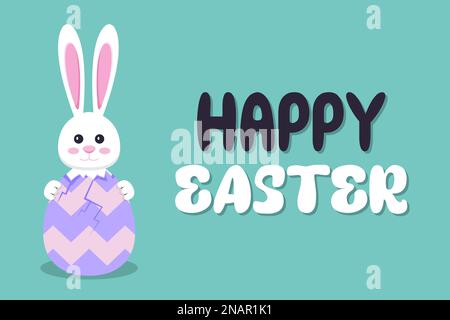 Happy Easter background with bunny in a flat design Stock Vector