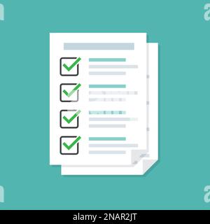 Checklist document in a flat design with shadow Stock Vector