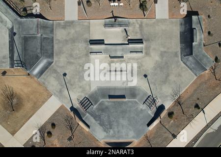 A bird's eye view of the Arizona skate park with skateboard ramp Stock ...
