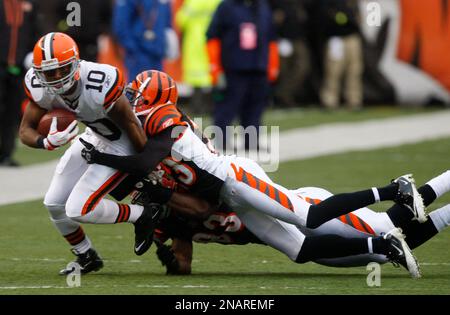 Cleveland Browns cornerback Michael Jordan catches a pass during NFL  football training camp, Thursday, July 26, 2018, in Berea, Ohio. (AP  Photo/Tony Dejak Stock Photo - Alamy