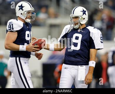 Dallas Cowboys long snapper L.P. LaDouceur (91) warms up prior to