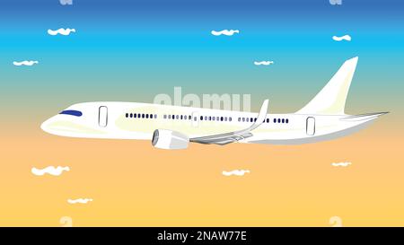 Airplane flying in the sky among the clouds. Passenger plane. Cargo airplane. travel Stock Vector