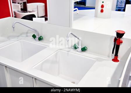 Water taps in the chemical laboratory Stock Photo