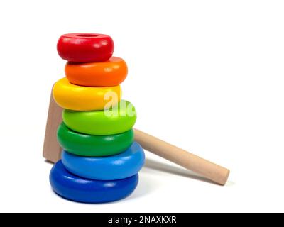 Ring stack tower isolated against white background Stock Photo