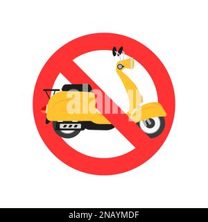 No scooter or motorbike sign. Red crossed circle icon. Stock Vector