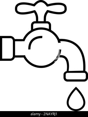 Faucet icon. Water tap. Bathroom faucet symbol outline style stock vector. Water null Stock Vector