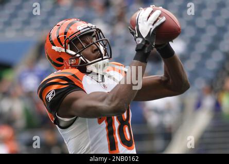 September 13, 2020: A.J. Green #18 of the Cincinnati Bengals warms up  before NFL football game action between the Los Angeles Chargers and the  Cincinnati Bengals at Paul Brown Stadium on September