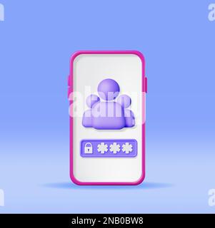 3D User Login Form Page in Smartphone Stock Vector