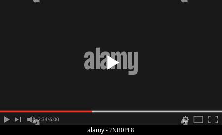 YouTube screen mock-up template frame. Realistic Smartphone Screen video player. YouTube video player layout. Social media concept Stock Vector