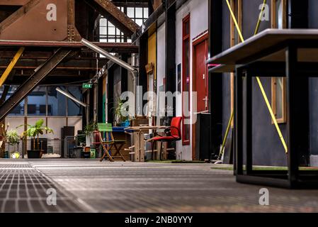 Amsterdam, Netherlands - July 01, 2022: Images of workshops and ateliers in Kunststad or the City of Art in NSDM Wharf on the banks of the River IJ in Stock Photo