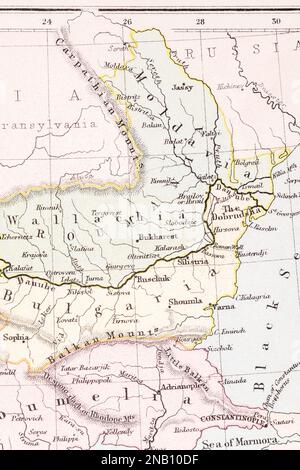 1870 atlas map of Moldova, Romania, Wallachia + Kishinev (current ...