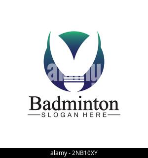 Badminton Logo vector icon illustration design template.Badminton Shuttlecock icon logo.Badminton sport logo template vector. Sport club logo concept Stock Vector