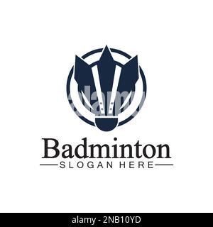 Badminton Logo vector icon illustration design template.Badminton Shuttlecock icon logo.Badminton sport logo template vector. Sport club logo concept Stock Vector