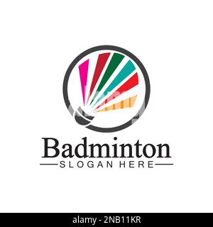 Badminton Logo vector icon illustration design template.Badminton Shuttlecock icon logo.Badminton sport logo template vector. Sport club logo concept Stock Vector