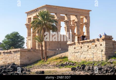 Aswan, Egypt; February 13, 2023 - Trajan's Kiosk is a temple located on Agilkia Island in southern Egypt. Stock Photo