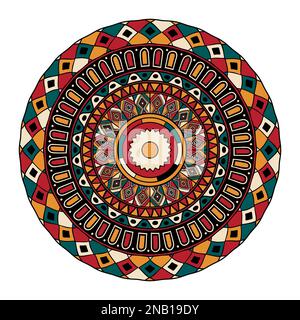 Decorative round tribal design element over white background, vector illustration Stock Vector