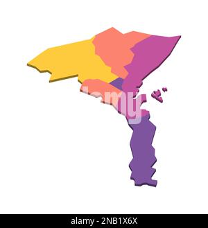 Eritrea political map of administrative divisions - regions. Isometric 3D blank vector map in four colors scheme. Stock Vector