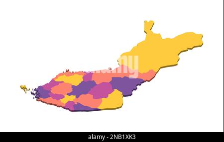 Finland political map of administrative divisions - regions and one autonomous region of Aland. Isometric 3D blank vector map in four colors scheme. Stock Vector