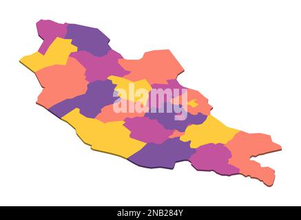 Mongolia political map of administrative divisions - provinces and khot Ulaanbaatar. Isometric 3D blank vector map in four colors scheme. Stock Vector