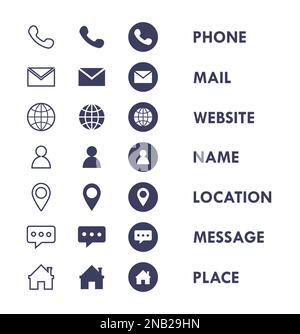Business Contact Line Flat Vector Icon Collection Stock Vector