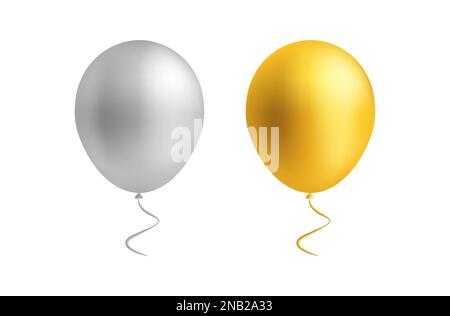 Silver Golden Party Celebration Balloon Set Vector Illustration Stock Vector