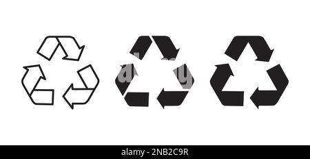 Recycle Flat Line Glyph Vector Icon Set Stock Vector