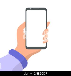 Smartphone Holding In Hands Cartoon Vector Illustration Stock Vector