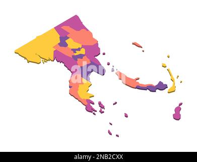 3d isometric map of Papua New Guinea isolated with shadow. Paper card ...