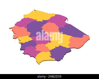 Poland political map of administrative divisions - voivodeships. Isometric 3D blank vector map in four colors scheme. Stock Vector