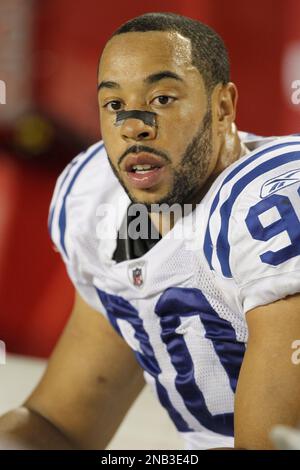 Defensive End Jamaal Anderson, from Arkansas, runs through drills