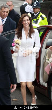American heiress Nancy Shevell, arrives at the Marylebone Registry Office, for her wedding with former Beatle Sir Paul McCartney, in central London, Sunday Oct. 9, 2011. Shevell, 51, is McCartney's third wife.The couple met in the Hamptons in Long Island, New York, shortly after the singer's divorce from Heather Mills in 2008 and they were engaged earlier this year. (AP Photo/Lefteris Pitarakis)