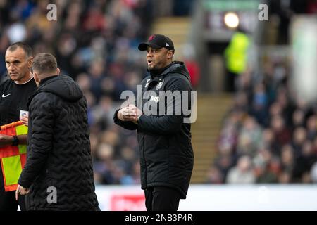 Vincent Kompany, Burnley manager, looks pensive during the Sky Bet Championship match between Burnley and Preston North End at Turf Moor, Burnley on Saturday 11th February 2023. (Photo: Pat Scaasi | MI News) Credit: MI News & Sport /Alamy Live News Stock Photo