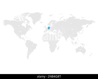 Germany marked by blue in grey World political map. Vector illustration. Stock Vector