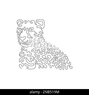 Single curly one line drawing abstract art. The cheetah eyeing prey. Continuous line draw graphic design vector illustration of scary cheetah for icon Stock Vector