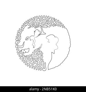 Continuous curve one line drawing of a gruesome panther. Abstract art. Single line editable stroke vector illustration of predatory panther Stock Vector