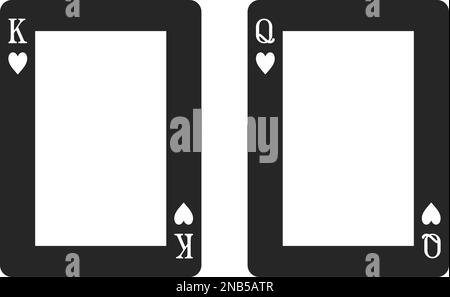 King and Queen of Hearts pair of playing cards as picture frame set in black fill vector Stock Vector