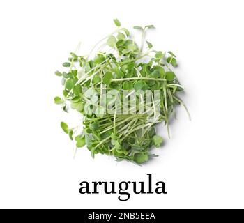 Pile of fresh microgreen isolated on white, top view Stock Photo