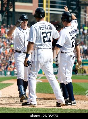 Detroit Tigers' Prince Fielder bats against the Chicago White sox during a  baseball game Saturday, Sept. 1, 2012 in Detroit. (AP Photo/Duane Burleson  Stock Photo - Alamy