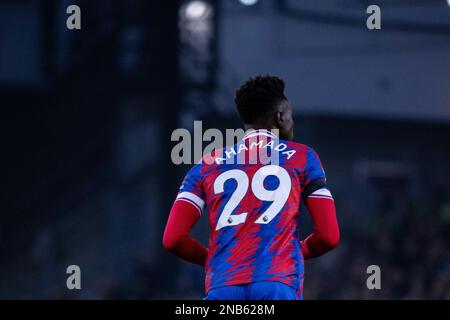 LONDON, ENGLAND - FEBRUARY 11: Naouirou Ahamada of Crystal Palace during the Premier League match between Crystal Palace and Brighton & Hove Albion at Stock Photo