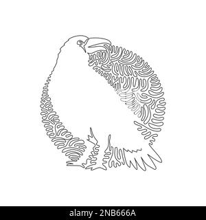 Continuous one curve line drawing of scary crow abstract art. Single line editable stroke vector illustration of crow blackbird for logo Stock Vector
