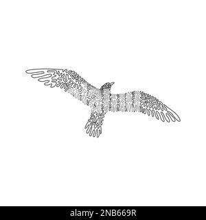 Single one line drawing of abstract art. Most gulls are carnivores. Continuous line draw graphic design vector illustration of resourceful gulls Stock Vector