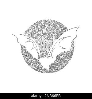 Continuous curve one line drawing. Bats are agile in flight. Single line editable stroke vector illustration of wide bat wings Stock Vector
