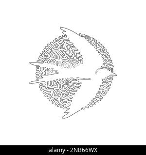 Single one curly line drawing of cute flying swallow. Continuous line draw graphic design vector illustration of nimble swallow for icon, symbol Stock Vector