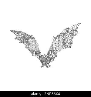 Continuous curve one line drawing of an agile flying bat. Single line editable stroke vector illustration of scary bat for logo, symbol Stock Vector