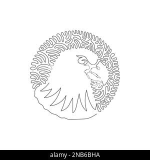 Continuous one curve line drawing of hawk has sharp beaks. Abstract art in circle. Single line editable stroke vector illustration of hawk bird of pre Stock Vector